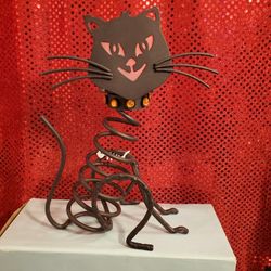Black Cat "Stones" Candle Holder. New In Box.