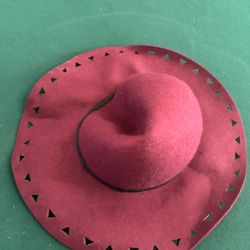 Anna & Ava Burgundy Wool Floppy Hat | Triangle Cutout Brim | Boho Wide Brim OS 