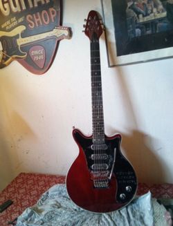 Brian may guitarist of the band queen
Signature sg guitar