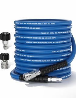 Commercial-Grade Heavy Duty Power Washer Hose for Hot & Cold Water, with Stainless Steel Quick Connectors & 2 Fittings