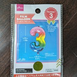 Number Three Metallic Balloon