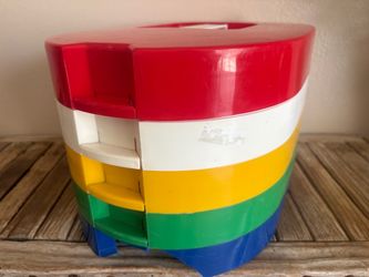 Mid Century Picnic Rainbow Striped Plastic Storage Container