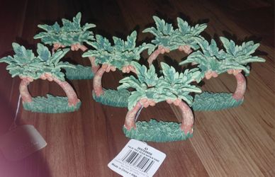 Home Trends Palm Tree Resin Napkin Rings - Set of 6