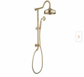 2-Spray 8 in. Round Rain Shower Head with Handheld Shower Head Dual Shower Combo in Brushed Gold (Valve Not Included)