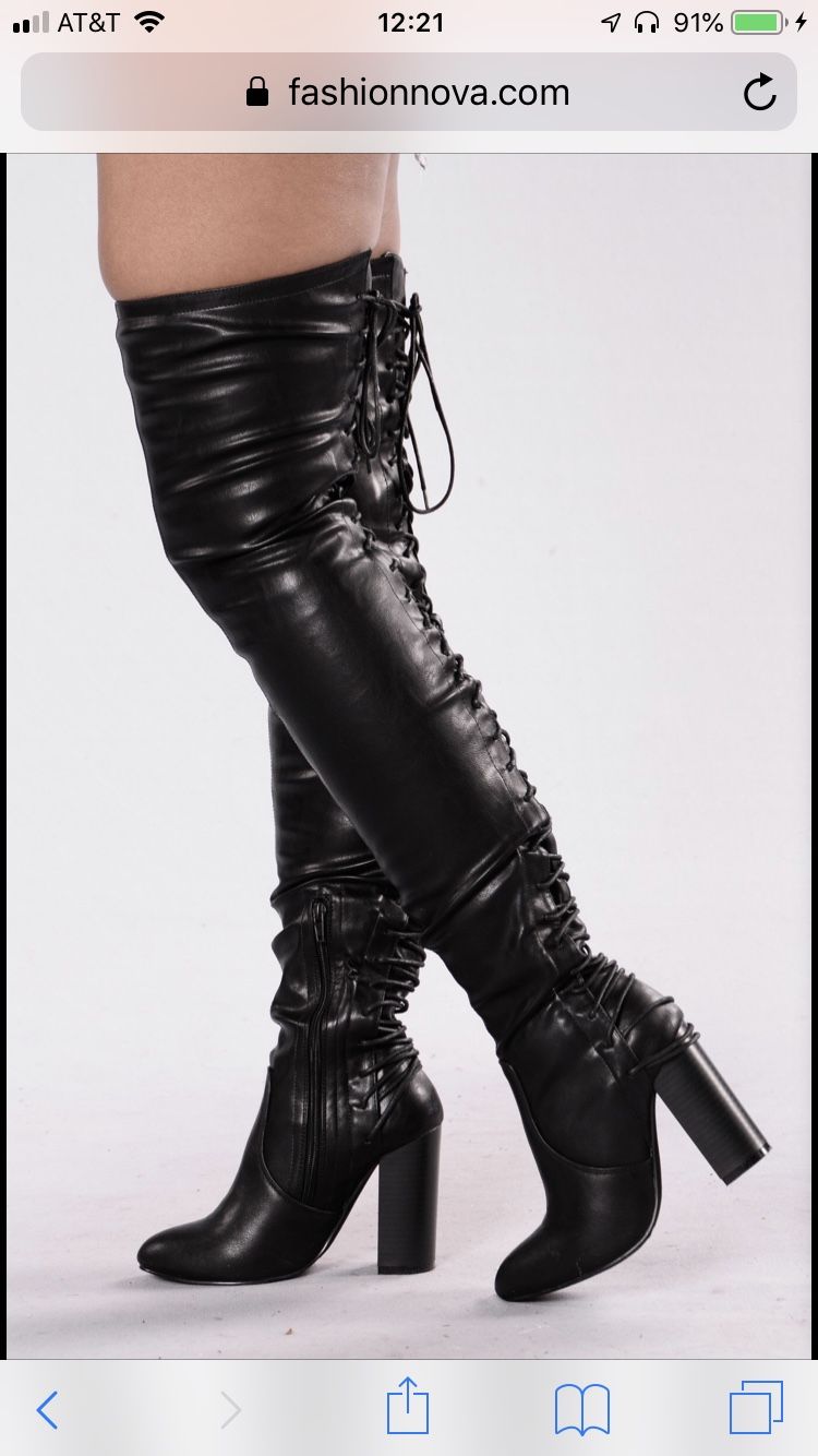 Fashion nova black thigh high boots 6.5