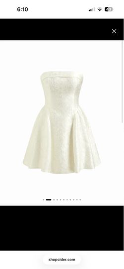 Cider White Strapless Bandeau Floral Jacquard Mini Dress with Bowknot Detailing - Size S Women’s