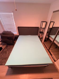 Queen mattress, topper & bed frame