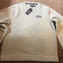 Vineyard Vines Fleece Crewneck Sweater Pebble Mens Size Large