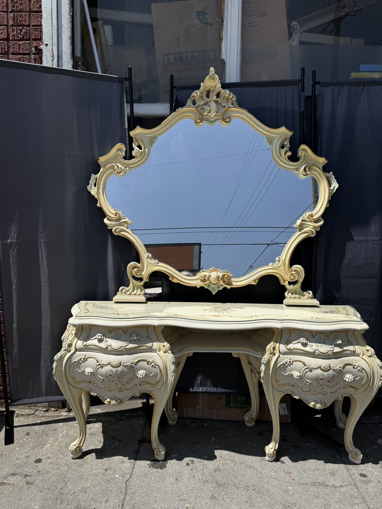 SILIK Italian Vanity With Mirror Italy Rococo Baroque French