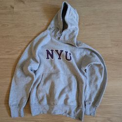 Nyu Grey Hoodie Small Pro weave Vintage