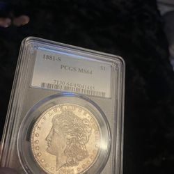 1881 S Ms64 Pcgs Toned Morgan Silver Dollar 