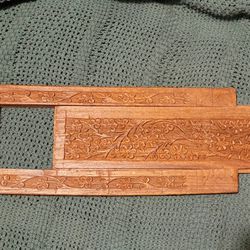 Vintage Carved Wood Bookend, Adjustable, Folding 