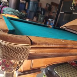 Oak Slate Pool Table + Matching Rack/Mirror + Chair (Beach Mfg USA)