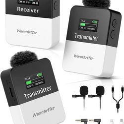 Warmarter KT W1 K2 UHF Wireless Microphone System with 2 Transmitters 1 Receiver Clip on Mic 50M Transmission Auto Pairing Real Monitoring Built in 3 