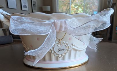 Lenox Pretty Polka Dot Porcelain Basket