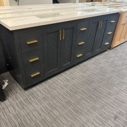 84” Bathroom Vanity In Charcoal Blue 