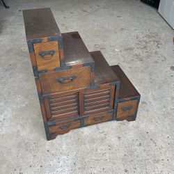 Japanese Style Staircase Cabinet Tansu 