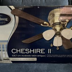 Harbor Breeze Cheshire II 42” Ceiling Fan Antique Brass Finish