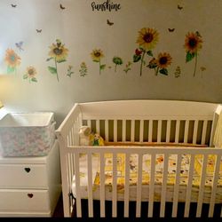 Matching White Crib And Changing Table