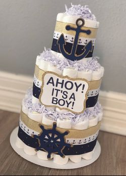 Ahoy it’s a boy diaper cake great for baby showers