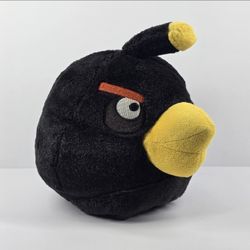 2010 Angry Birds Black Bomb Bird Plush 7" Stuffed Animal Commonwealth No Sound
