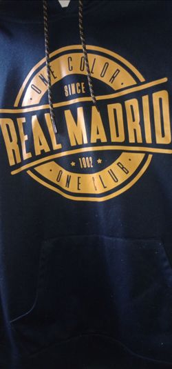 MENS REAL MADRID LARGE DARK BLUE HOODIE