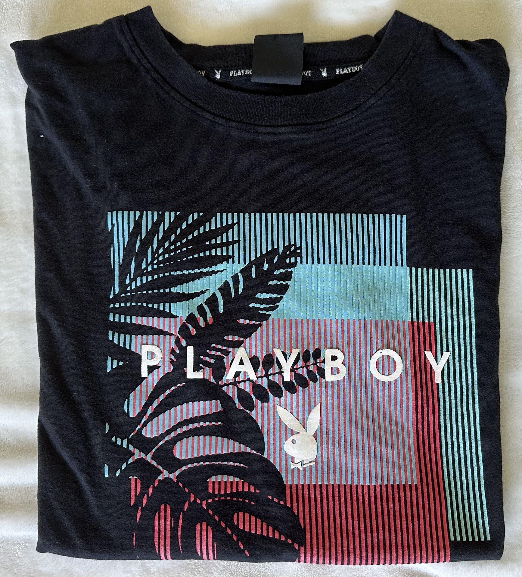 Playboy Men's Short Sleeve T-Shirt Black with multi color design