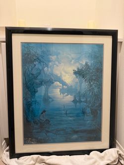 John Pitre "Fishing" Hand-Signed Artist's Proof A.P. 3/75, Custom Framed
