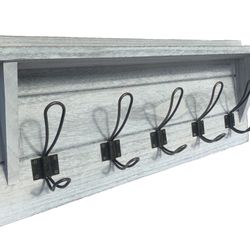5 Hook Wooden Shelve 