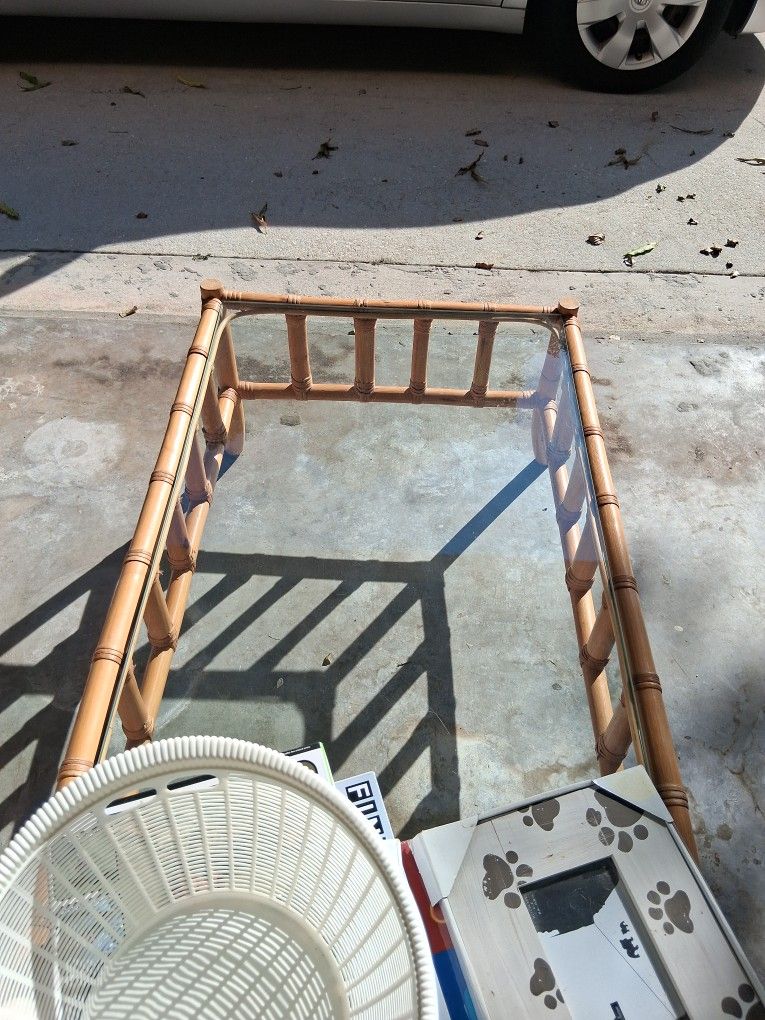 Bamboo Table With Glass Top