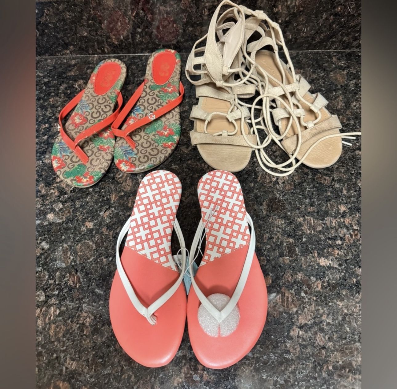 Sandal bundle BAMBOO Pink and Tan Sandals Casual Summer Footwear all size 6