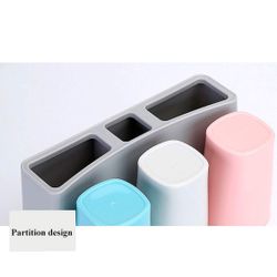 Convallaria Toothbrush Holder Multifunctional Wall Mounted Bathroom Storage Organizer Anti-dust with 3M Self-Adhesive Easily Mounted Organizer, 6 Too