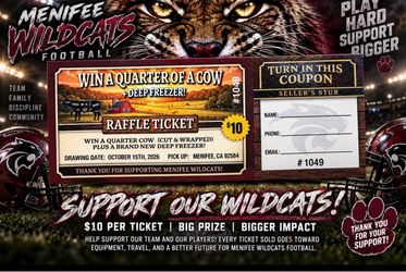 Menifee Wildcats Football Raffle Ticket