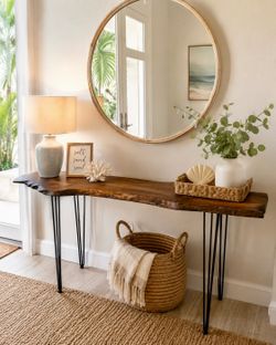 Live edge walnut entry table