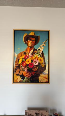 Vintage cowboy canvas painting