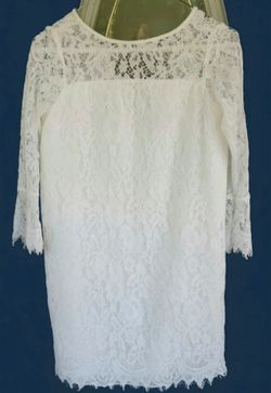 White Lace Mini Dress 3/4 Sleeves