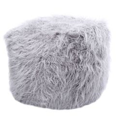 Fuzzy Grey Ottoman Upholstered Poof $65