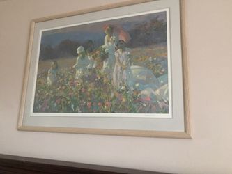 Pastel Print Signed & Numbered : Children Playing In A Field Of Flores Print
