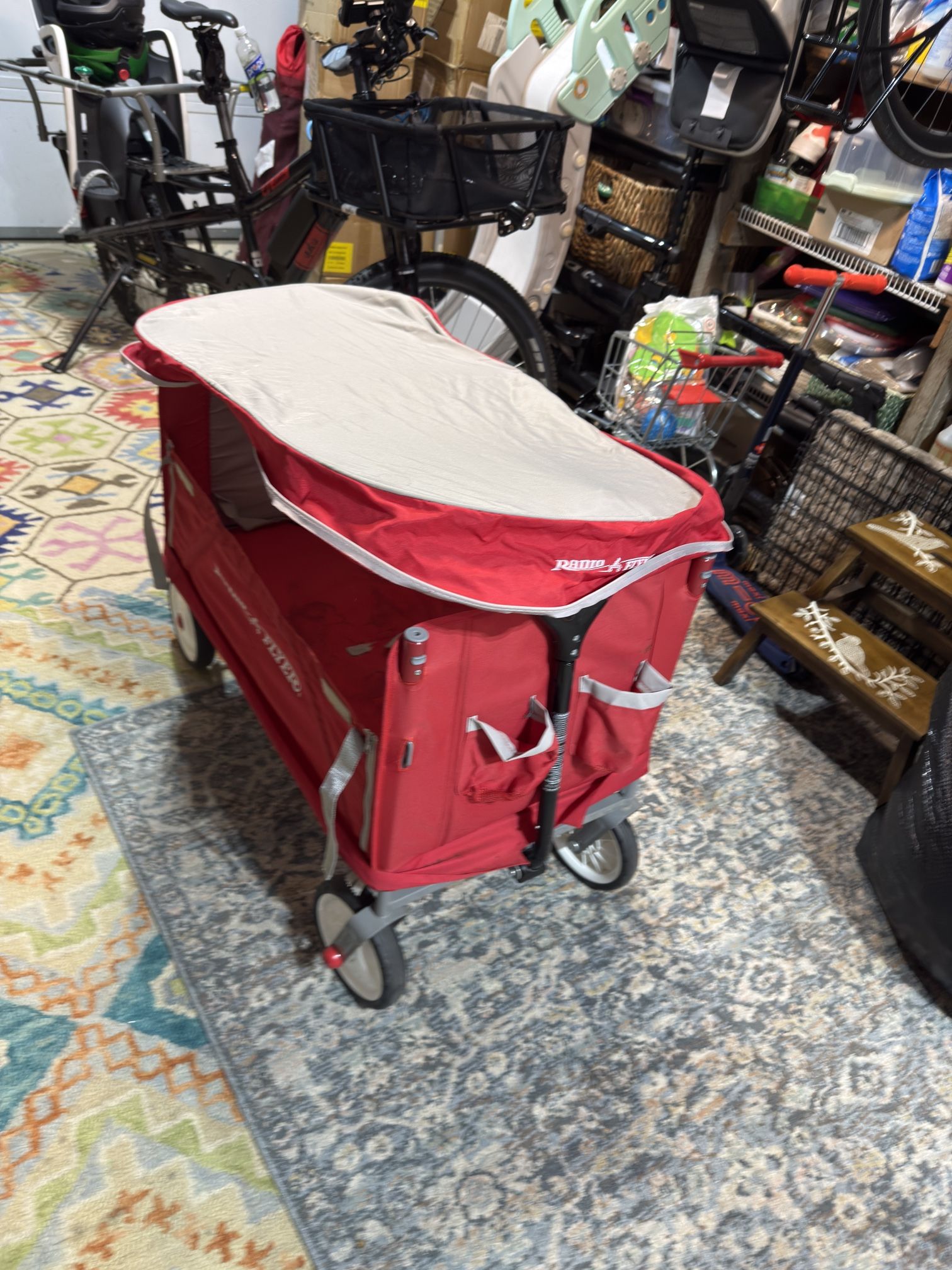 3-in-1 EZ Fold Wagon with Canopy Red Folding Wagon with Canopy