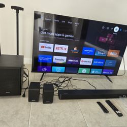 Hisense HiSmartTV with 5.1 channel sound system.