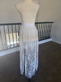 White Floral Lace Maxi Skirt