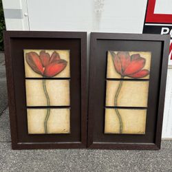 Set of Two Large Floral Art Prints