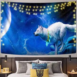 Beautiful Wolf N Moon Tapestry