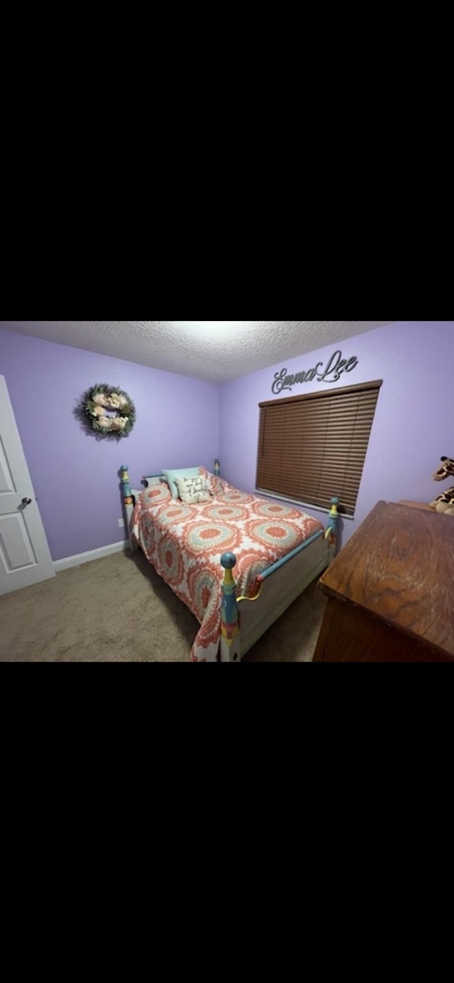 Full Size Bed Frame Headboard And Baseboard With Box spring And Mattress