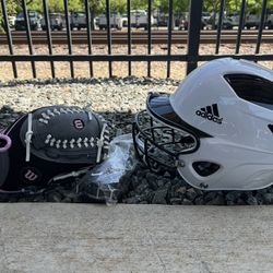 Softball Helmet/Kids Softball Glove 