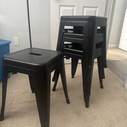 Bar stools, black metal chairs