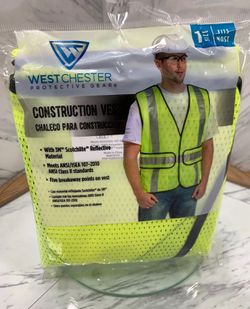West Chester Protective Gear Construction Vest High Vis Yellow One Size