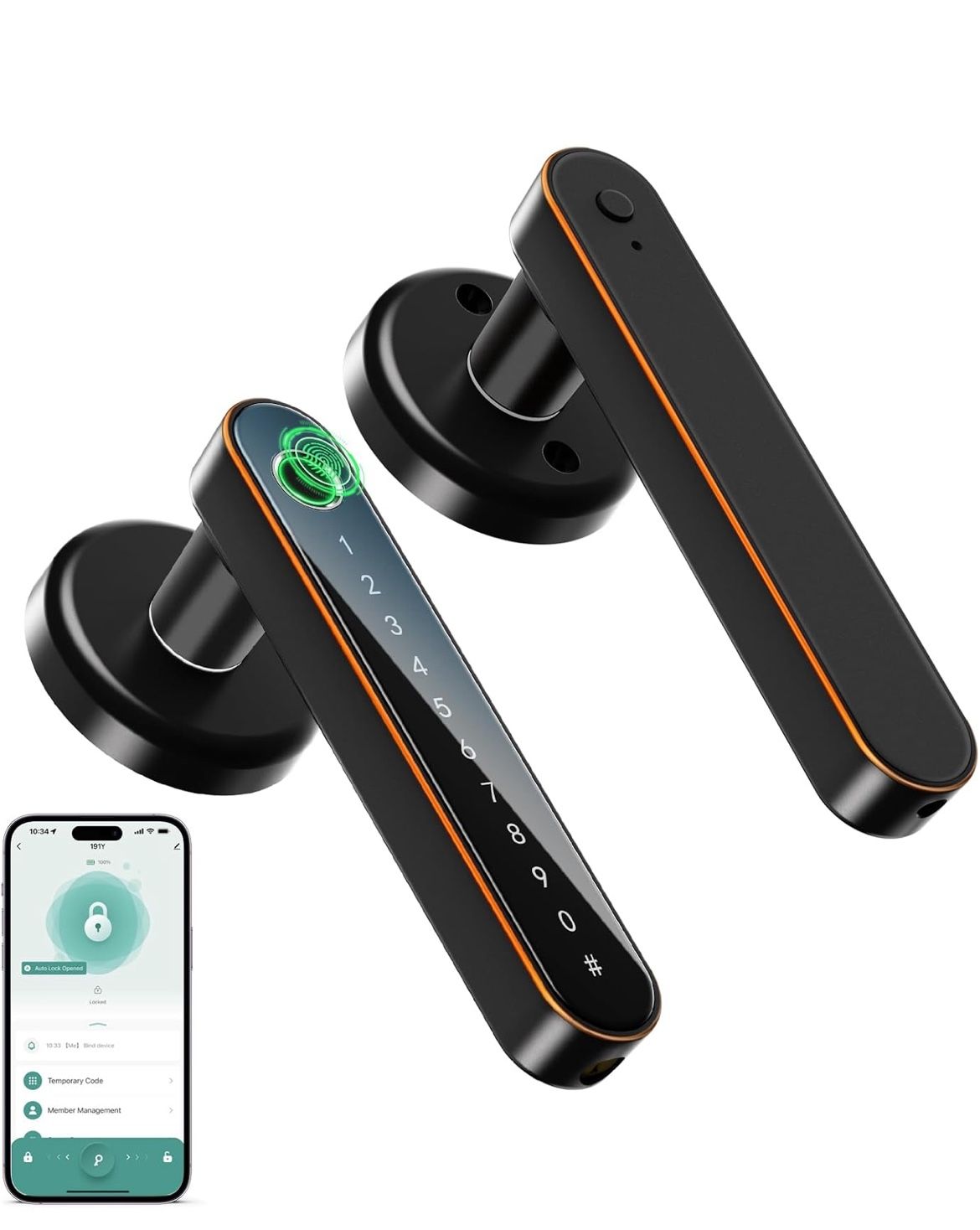 IRONZON Fingerprint Door Lock with Handle Smart Door Lock with Keypad for Home Hotel Office Apartment Bedroom