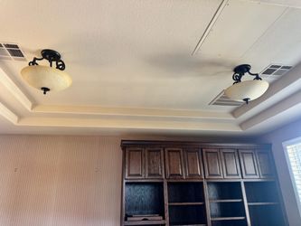 Semi-Flush Alabaster Ceiling Light Fixtures Set of 2