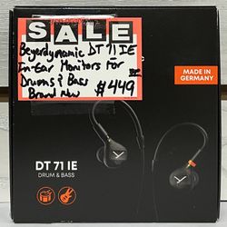 Beyerdynamic DT 71 IE In-Ear Monitors For Drums & Bass Brand New 